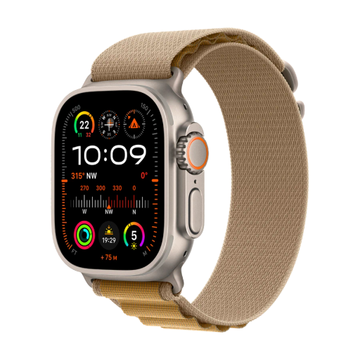 Apple Watch Ultra 2 2024, 49mm, Alpine Loop "Tan", M, Natural Titanium